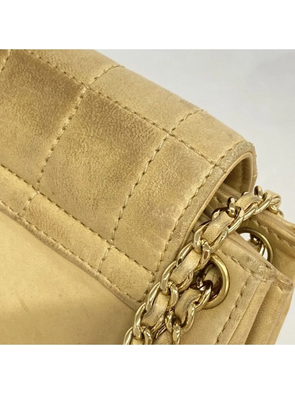 Chanel Shoulder Bag 2.55 Choco Bar Lambskin Light Brown Gold